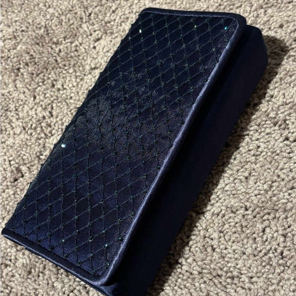 Navy Satin Clutch